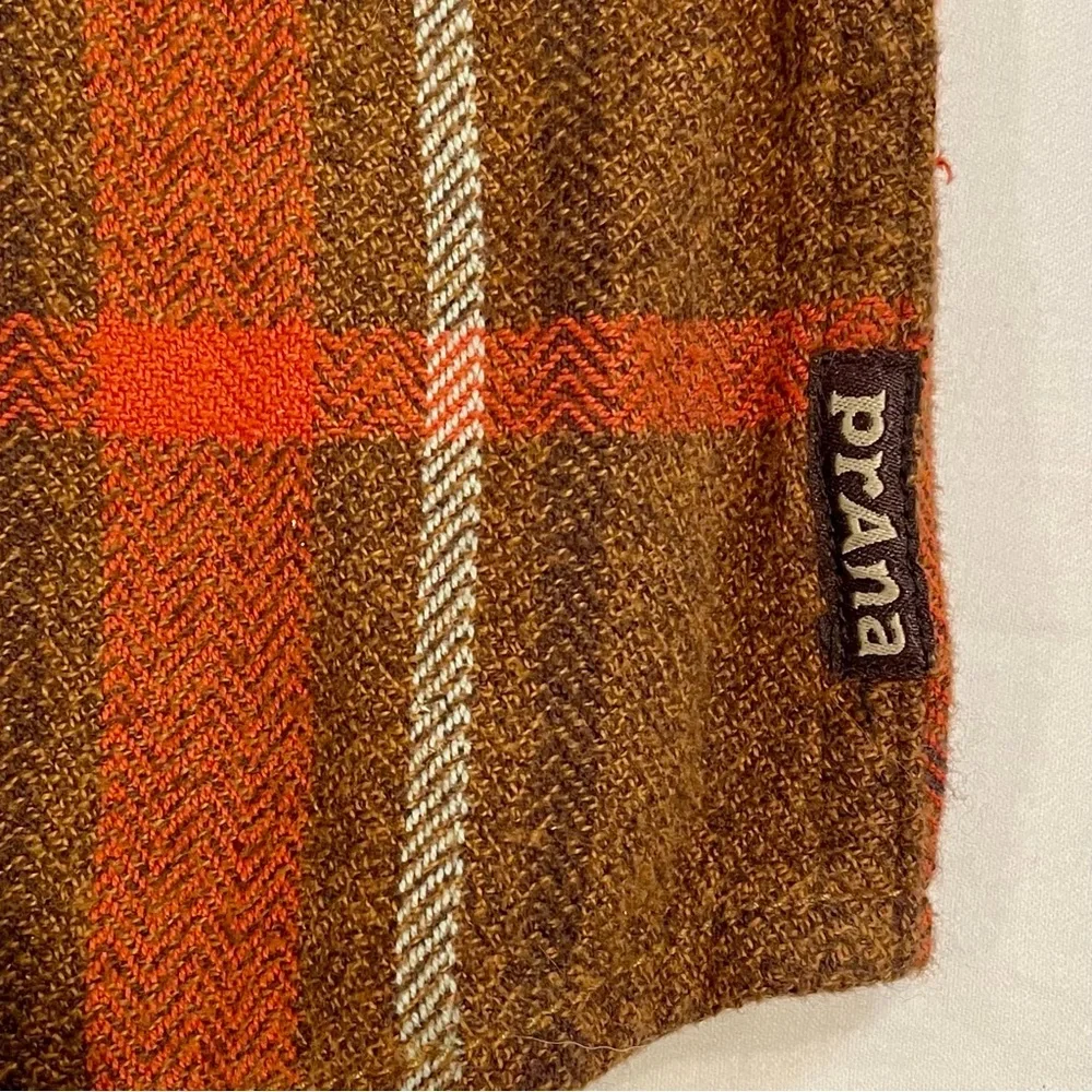 Prana Woodman Flannel Shirt Mens XXL XX-LRG 2XL Plaid Relaxed Fit Organic Cotton